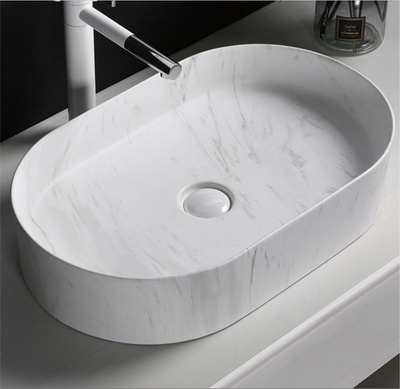 Ceruttispa CR0055B MMW1 накладная, мрамор матовый белый, овальная 500х350х120
