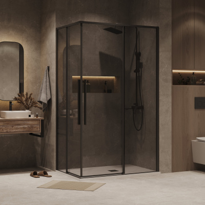 Grossman 300.K33.01.9070.21.10 Galaxy (90*70*195) прямоуг.,раздвижн,черн. мат,стекло тонирован без поддона