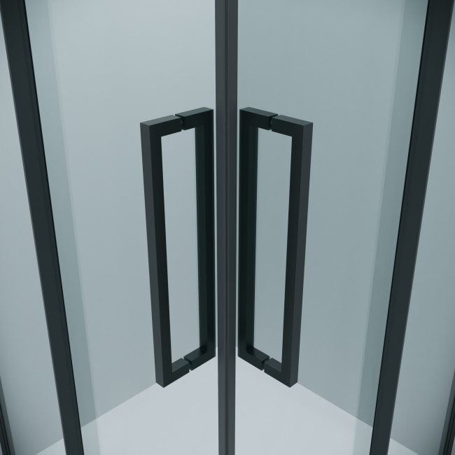 Grossman 300.K33.02.8080.21.00 Cosmo (80*80*195) квадрат,раздвижн,черн. матов,стекло прозрачн без поддона