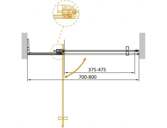 Cezares Slider (SLIDER-B-1-70/80-BR-NERO) профиль черный/стекло бронзовое