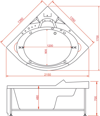 EVA GOLD 1350*1350*700 с насосом OLB-840 Wend Edition EVA GOLD 1350*1350*700 с насосом OLB-840 Wend Edition