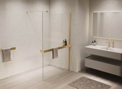 Vincea Walk-In VSW-1HR120CLG, 1200*2000, матовый золотой, стекло прозрачное