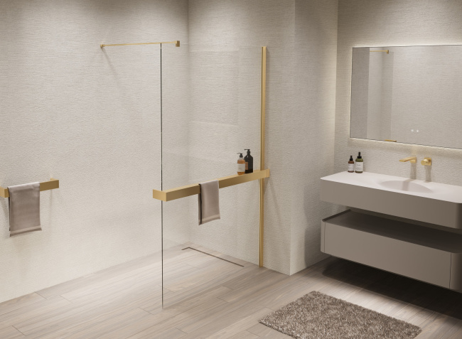 Vincea Walk-In VSW-1HR110CLG, 1100*2000, матовый золотой, стекло прозрачное