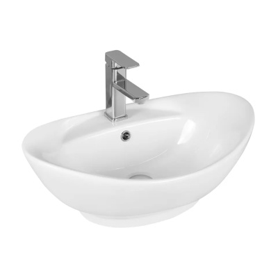 Ceruttispa CR7003 накладная, белая, овальная, под смеситель, с переливом 600х395х220