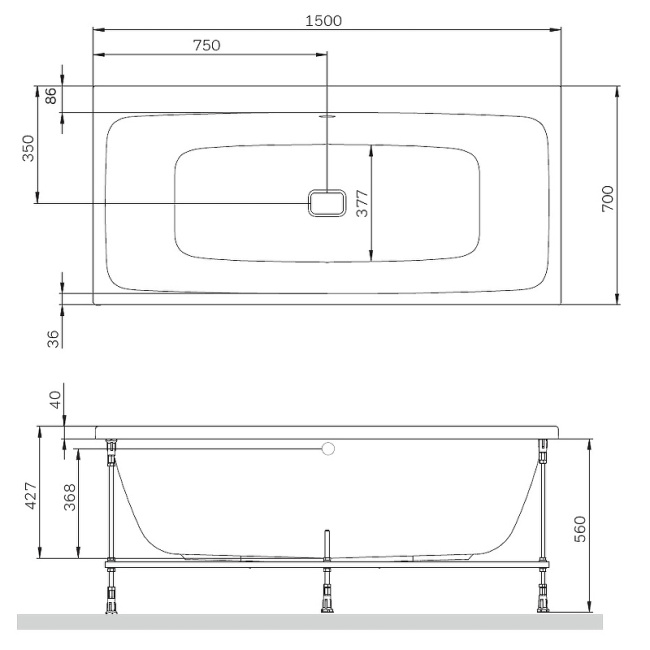 AM.PM Func 150х70 W84A-150-070W-A без гидромассажа