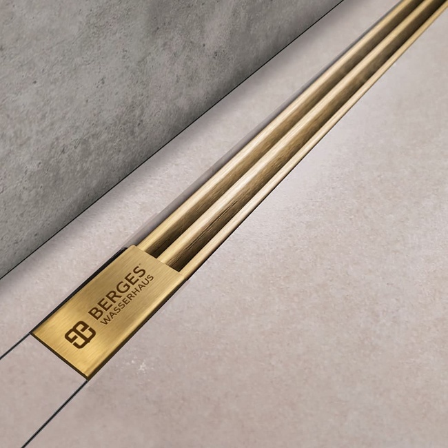 BERGES водосток SUPER Slim 800, золото глянец, S-сифон D50 H60 боковой