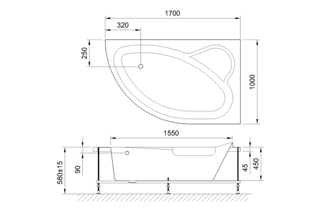 Royal Bath ALPINE RB819102 170x100x58R