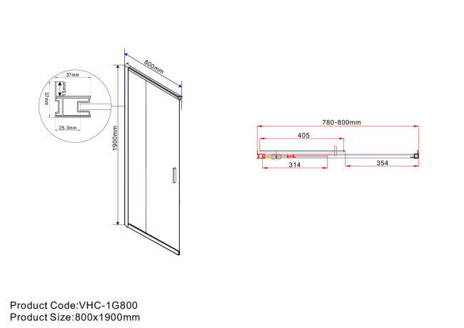 Vincea Garda VSS-1G8011CGB, 1100*800, черный, стекло тонированное