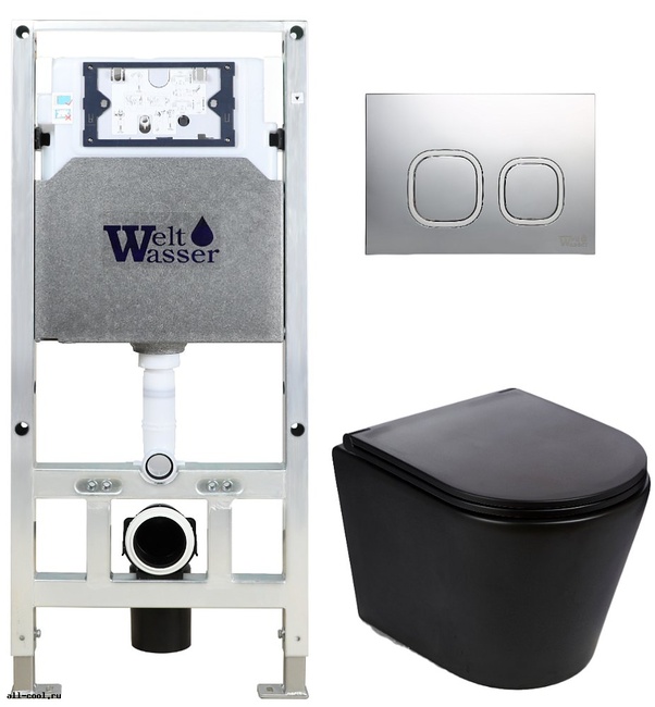 Унитаз с инсталляцией WeltWasser AMBERG 506 ST + SALZBACH 043 MT-BL + AMBERG RD-CR