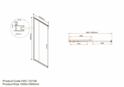 Vincea Garda VHC-1G100CLGM 100*190 профиль вороненая сталь