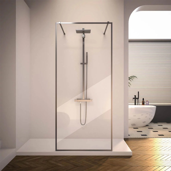 Veconi Korato KR-90GR, 1100x2000, брашированный графит, стекло прозрачное