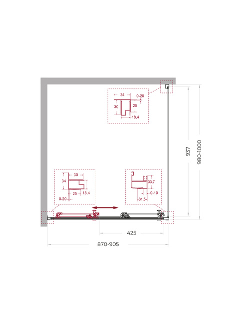 BelBagno UNO-195-AHF-31-90/100-C-Cr