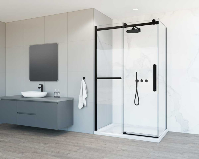 Vincea Como Soft VSR-1CS8011CLB, 1100*800, черный, стекло прозрачное