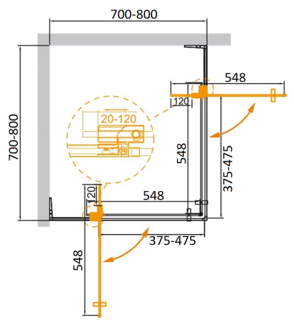CEZARES SLIDER-A-2-70/80-C-Cr без поддона