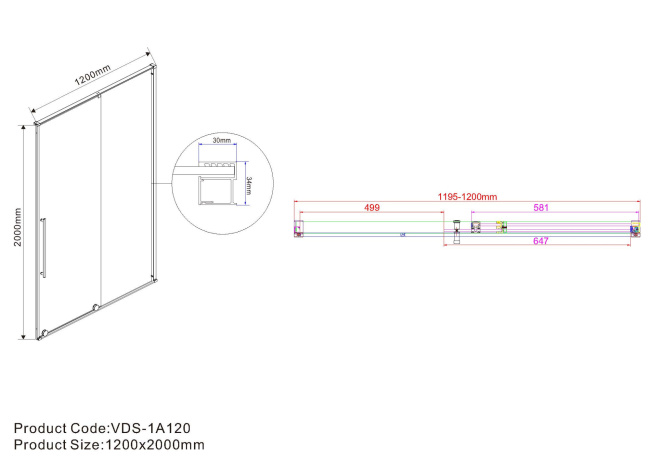 Vincea Arno VPS-1A120CLB, 1200, черный, стекло прозрачное