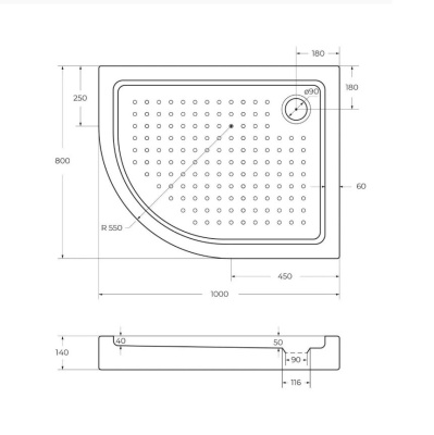 CEZARES TRAY-A-RH-100/80-550-15-W-R