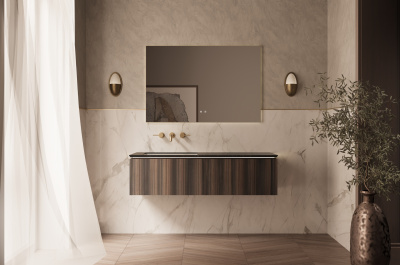 Vincea Luxe 1400 подвесная, 2 выкатных ящика soft close, натуральный орех