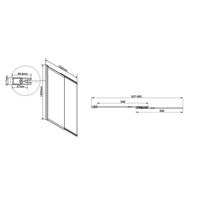 Vincea VSB-1E100CGB, 1000*1450, матовый черный, стекло тонированное