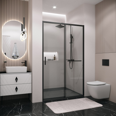 Grossman 100.K33.05.110.21.00 Style (110*195) черный матовый, стекло прозрачное, 1 место