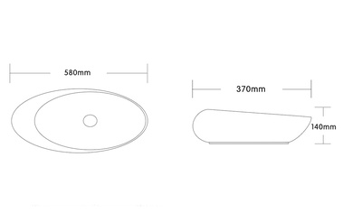 Ceruttispa CR0058B накладная, белая, смещенный овал 580х370х140