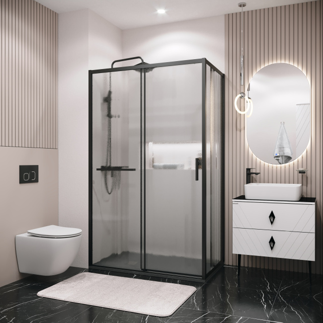 Grossman Style 200.K33.05.100.21.02 (100х195) черный матовый,стекло шиншилла, 1 место