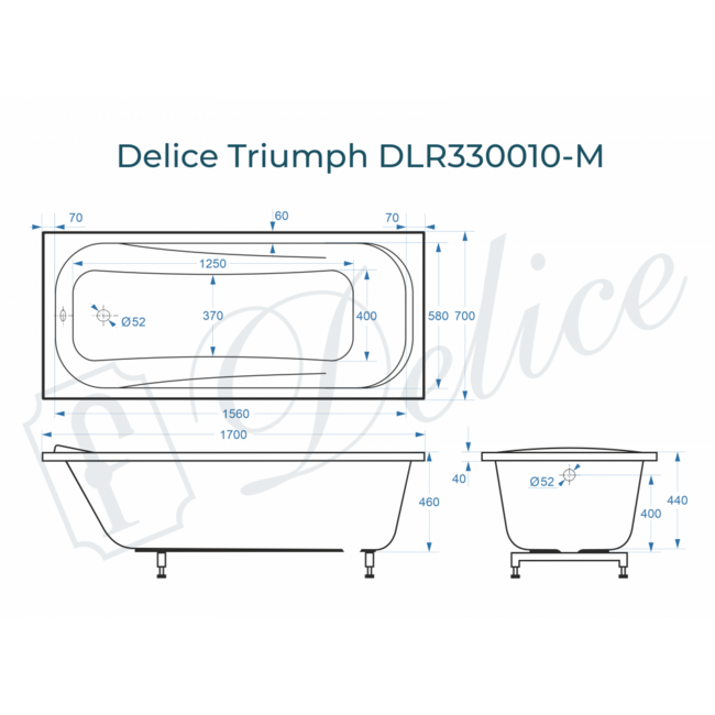 Delice Triumph 170х70 матовая (в комплекте только ванна, без ножек и слива-перелива)