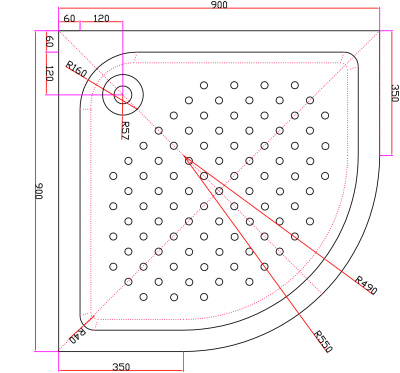CEZARES TRAY-A-R-90-550-15-W-W0 без сифона