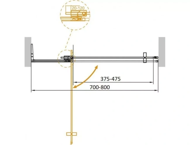 Cezares Slider (SLIDER-B-1-70/80-BR-NERO) профиль черный/стекло бронзовое