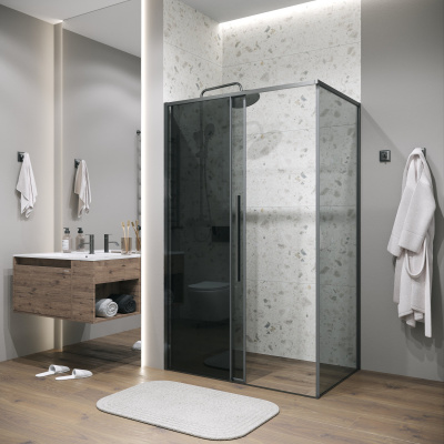 Grossman 120.K33.01.1480.42.10 Galaxy (140*80*195) графит сатин, стекло тонированное, 2 места без поддона