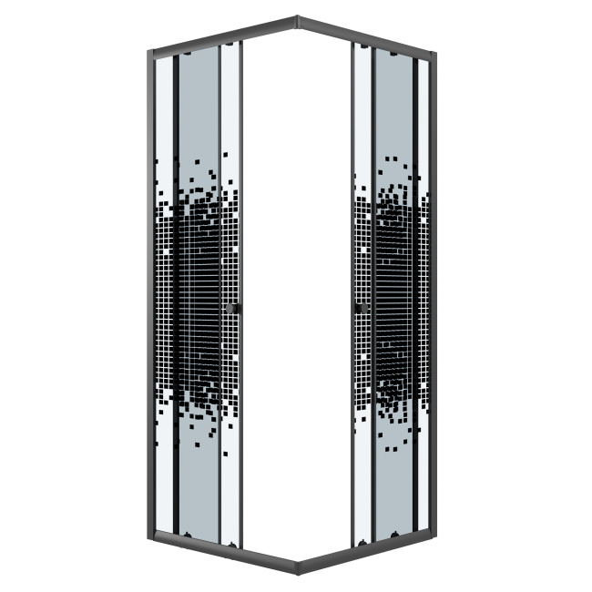 Niagara Eco NG-1008-14QBLACK (80х80х190) квадрат,раздвижное,черный,стекло мозаика,1 место, без поддона в комплекте