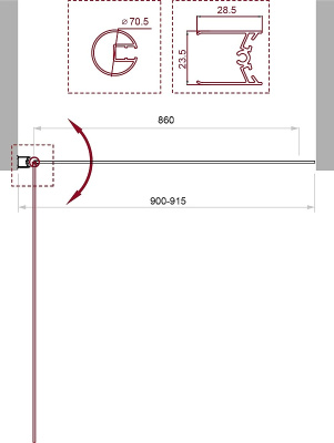BelBagno Uno 90 UNO-V-1-90/150-C-NERO профиль Черный матовый стекло прозрачное