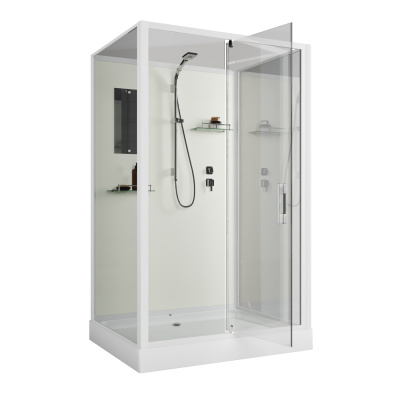 Niagara Standart ST120/90/15Q/BK (120х90х200) прямоугольник,поддон 15см,распашная,проф.белый,без крыши,3 места