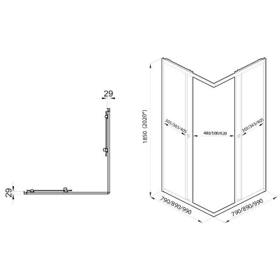 SanDav Вента-Блэк 90х90 (Щ0000054466) без поддона