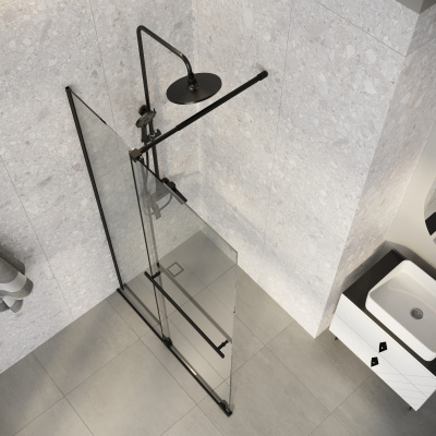 Niagara Nova NG-671-12BLACK (120х200) черный матовый,раздвижная,стекло прозрачное,1 место