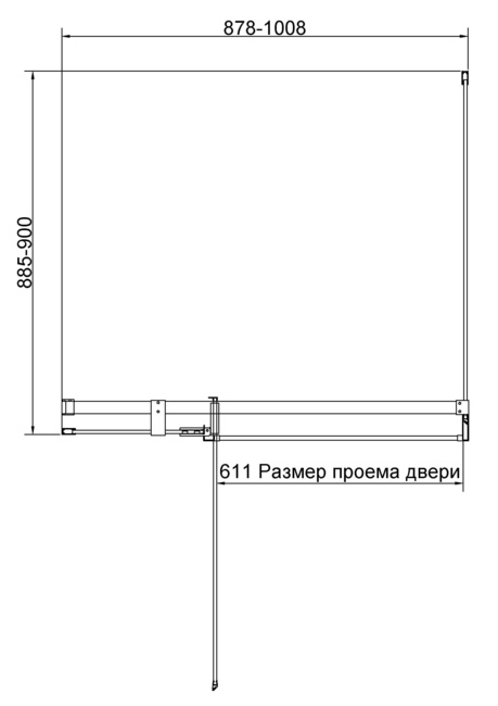 Vincea Экстенза (Extenza) VSR-4EX901090CL, 900/1000*900, хром, стекло прозрачное,