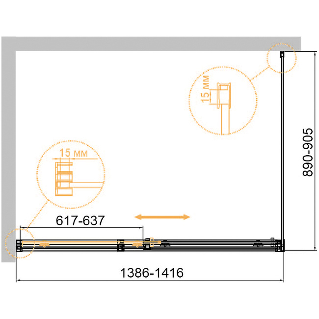 Cezares Duet Soft-М 140x90 DUET SOFT-M-AH-1-140/90-C-Cr профиль Хром стекло прозрачное без поддона