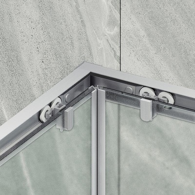 Maybah Glass MGY-1327-5 900x900x1950 раздвижной профиль Хром матовый стекло сатиновое