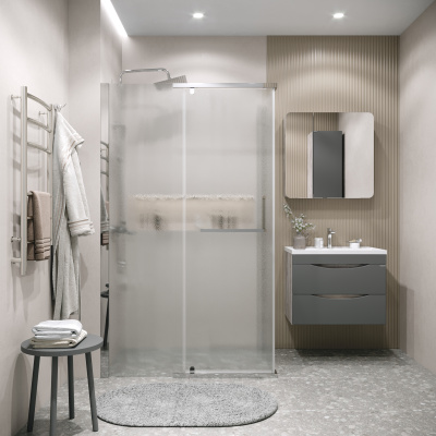 Grossman Pragma 100.K33.03.120.10.02-200.K33.03.100.10.02 (120х100х195) распашная(левая),хром,стекло шиншилла,2 места