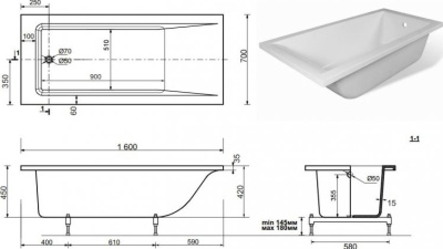 Aquanet Bright Stone 160х70 Aquanet Bright Stone 160х70