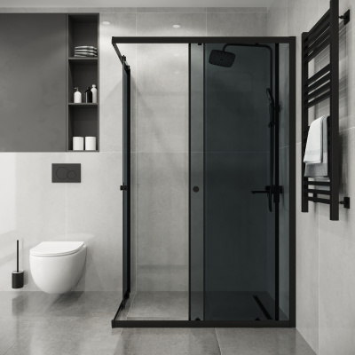 Niagara Eco NG-1018-14QT (100х80х190) прямоугольник,раздвижное,черный,стекло тонированное,1 место, без поддона в комплекте