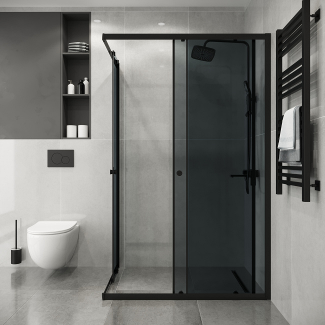 Niagara Eco NG-1018-14QT (100х80х190) прямоугольник,раздвижное,черный,стекло тонированное,1 место, без поддона в комплекте