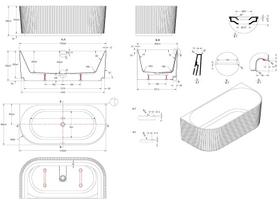 Vincea VBT-706-1700, 1700*800*585, цвет белый, щелевой перелив, слив белый