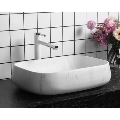 Ceruttispa CR0086 MMW1 накладная, мрамор матовый белый, прямоугольная 565х400х145