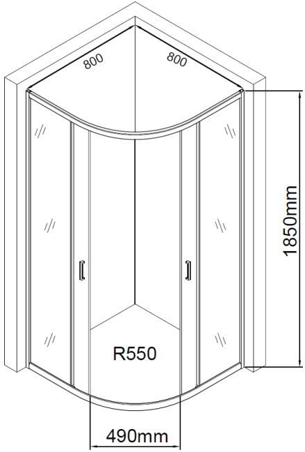 Aquanet SE-800Q 80x80, прозрачное стекло без поддона