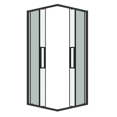 Grossman 300.K33.02.8080.21.00 Cosmo (80*80*195) квадрат,раздвижн,черн. матов,стекло прозрачн без поддона