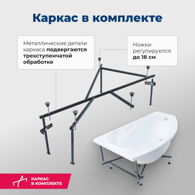 Aquanet Jersey 170x90 L (с каркасом)