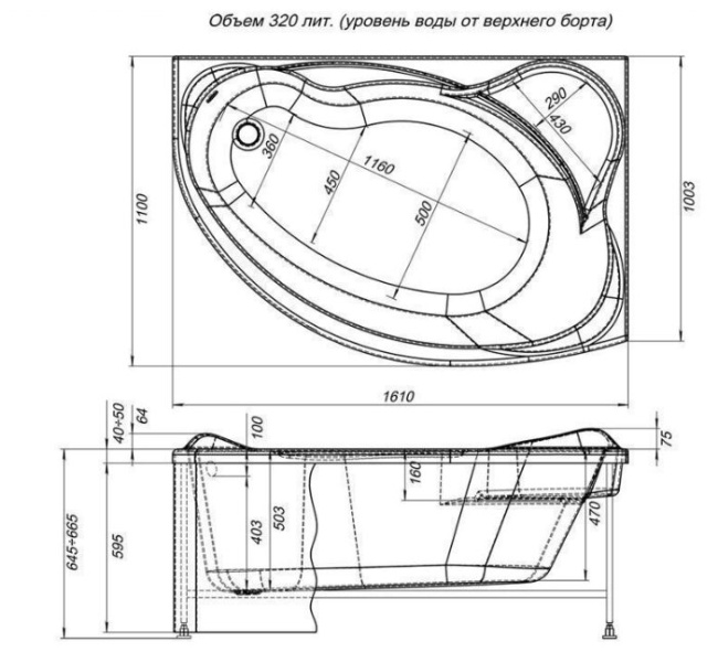 Aquanet Jamaica 160x100 R (с каркасом)