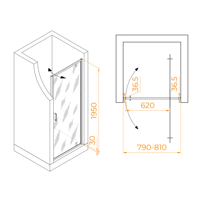 RGW LE-102 Хром/Прозрачное/6 мм/80*195