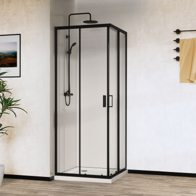 Vincea City VSS-5CT9010CLB, 1000*900, черный, стекло прозрачное без поддона