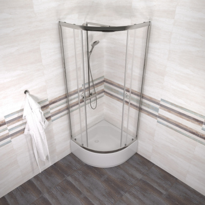 SanDav Альфа-Хром 80х80 В, 1/4 круга, средн. подд. (2 места+сифонD50мм)